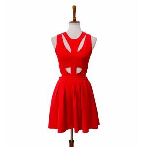 Lovers & Friends Womens Sleeveless Open Back Flare Dress Red S Small